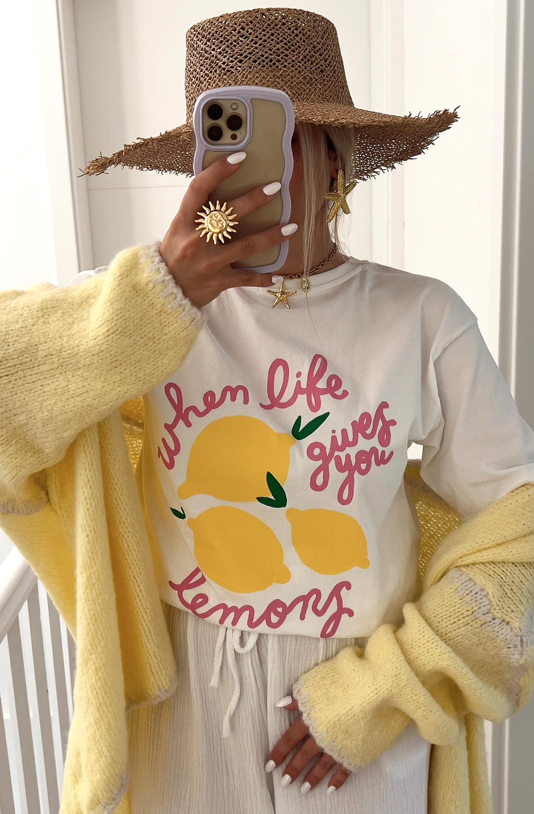 Sadie Contrast Knitted Cardigan-Yellow