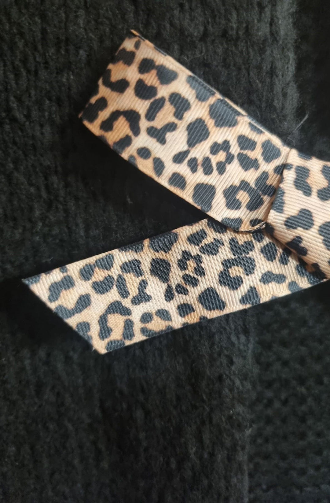 Stephanie Leopard Tie-Up Knitted Cardigan-Black