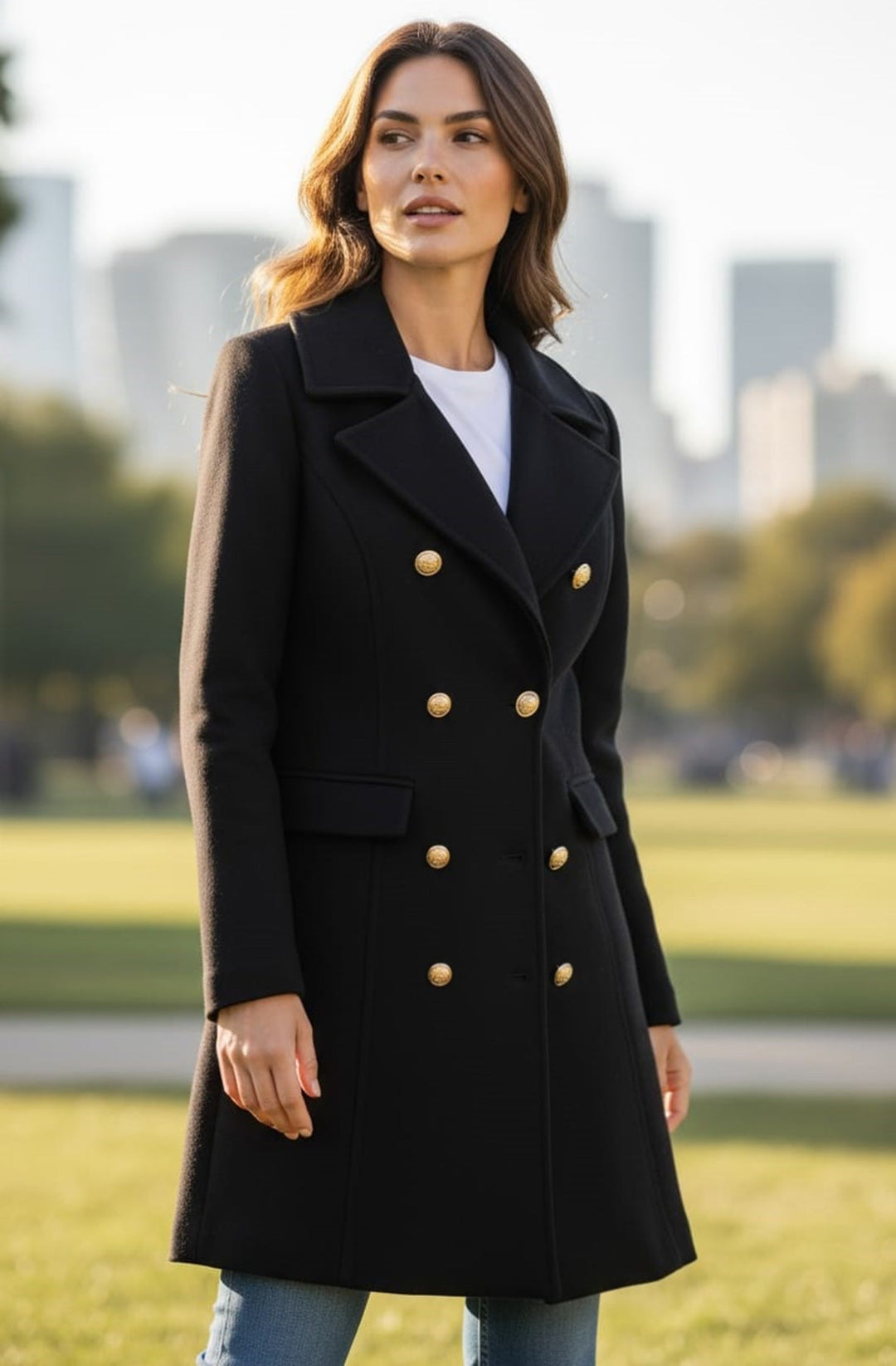 Juliette Military Longline Coat Jacket-Black