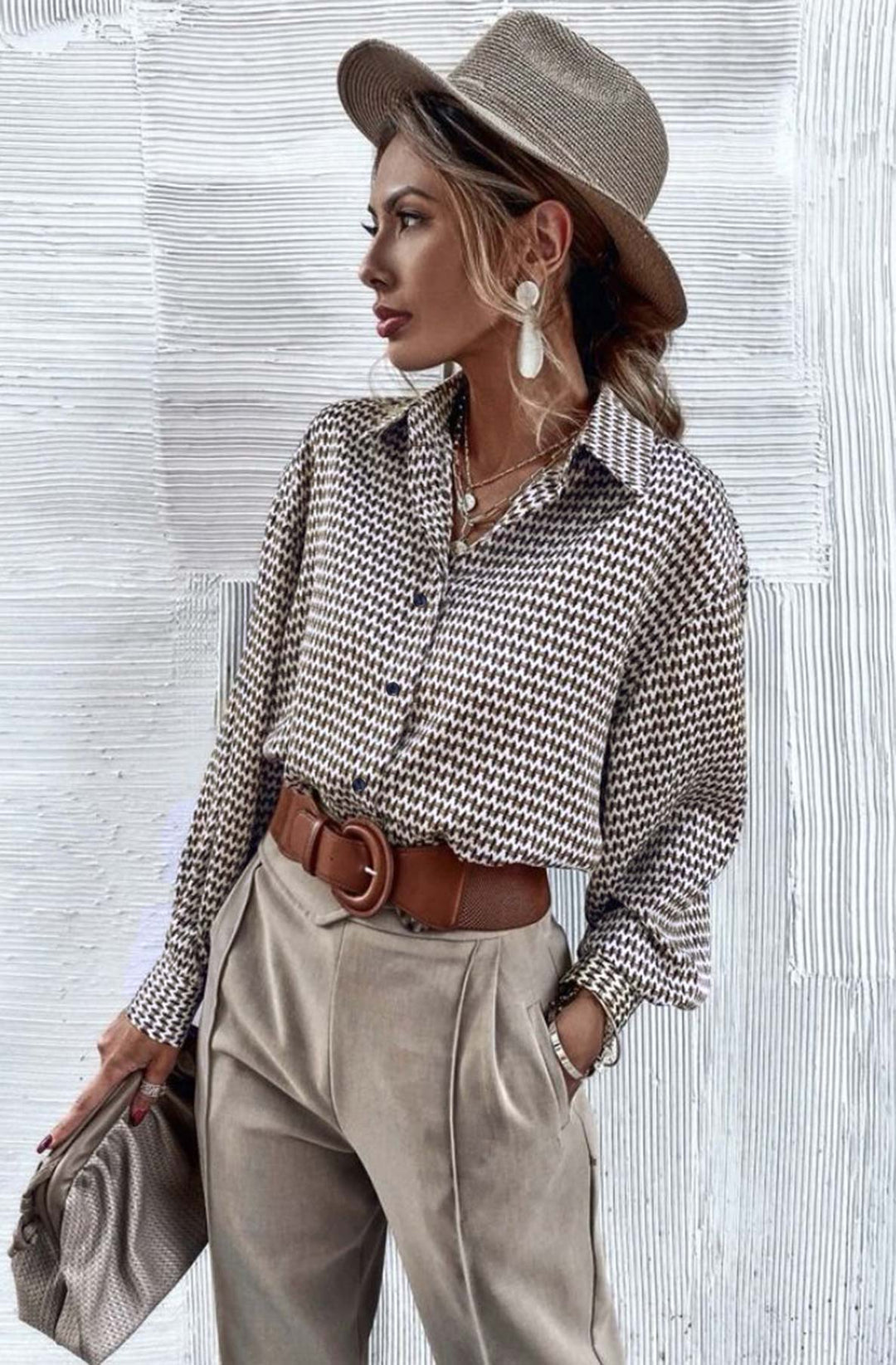 Saria Abstract Print Shirt Blouse-Multi