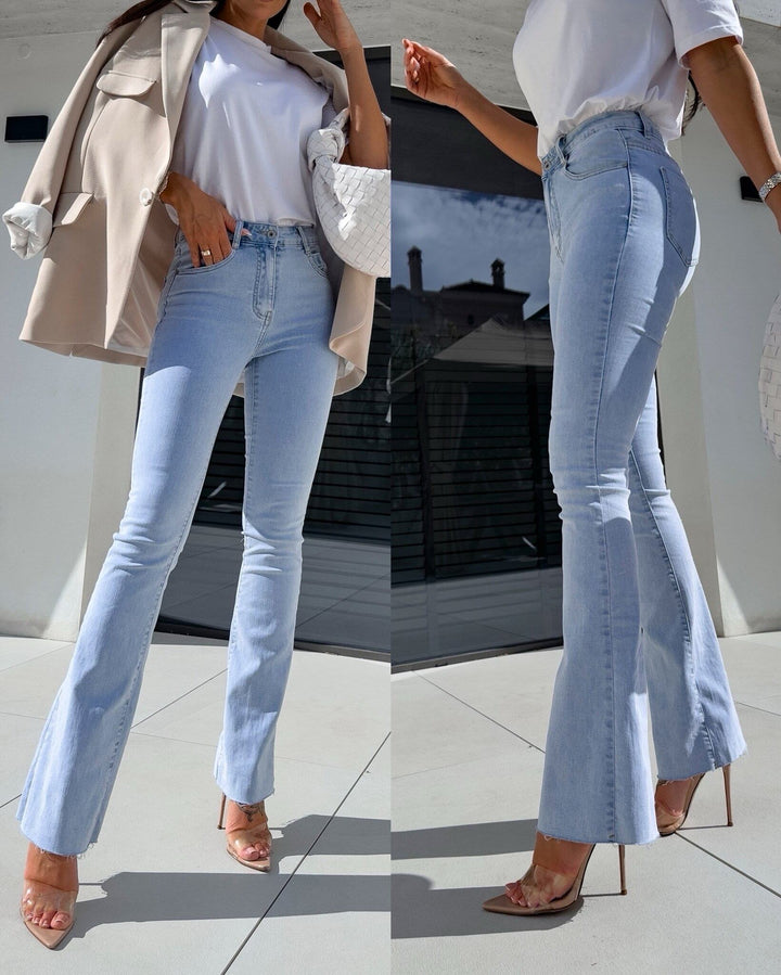 Vionette Flare Push Up High Waist Jeans-Light Blue