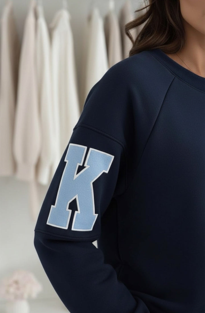 Amber ‘RKNE’ Oversized Raglan Letter Sleeve Sweatshirt Top