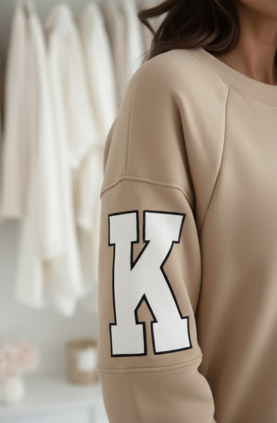 Amber ‘RKNE’ Oversized Raglan Letter Sleeve Sweatshirt Top