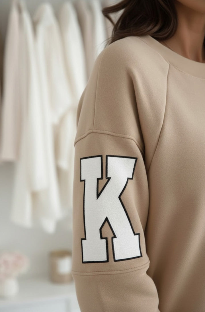 Amber ‘RKNE’ Oversized Raglan Letter Sleeve Sweatshirt Top