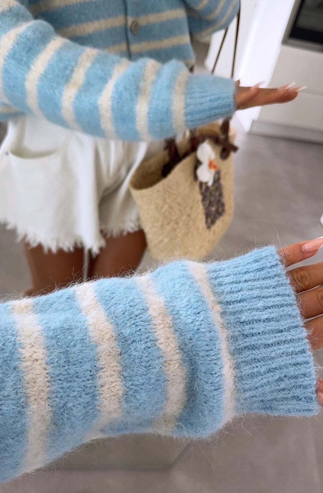 Annabelle Striped Cardigan-Blue