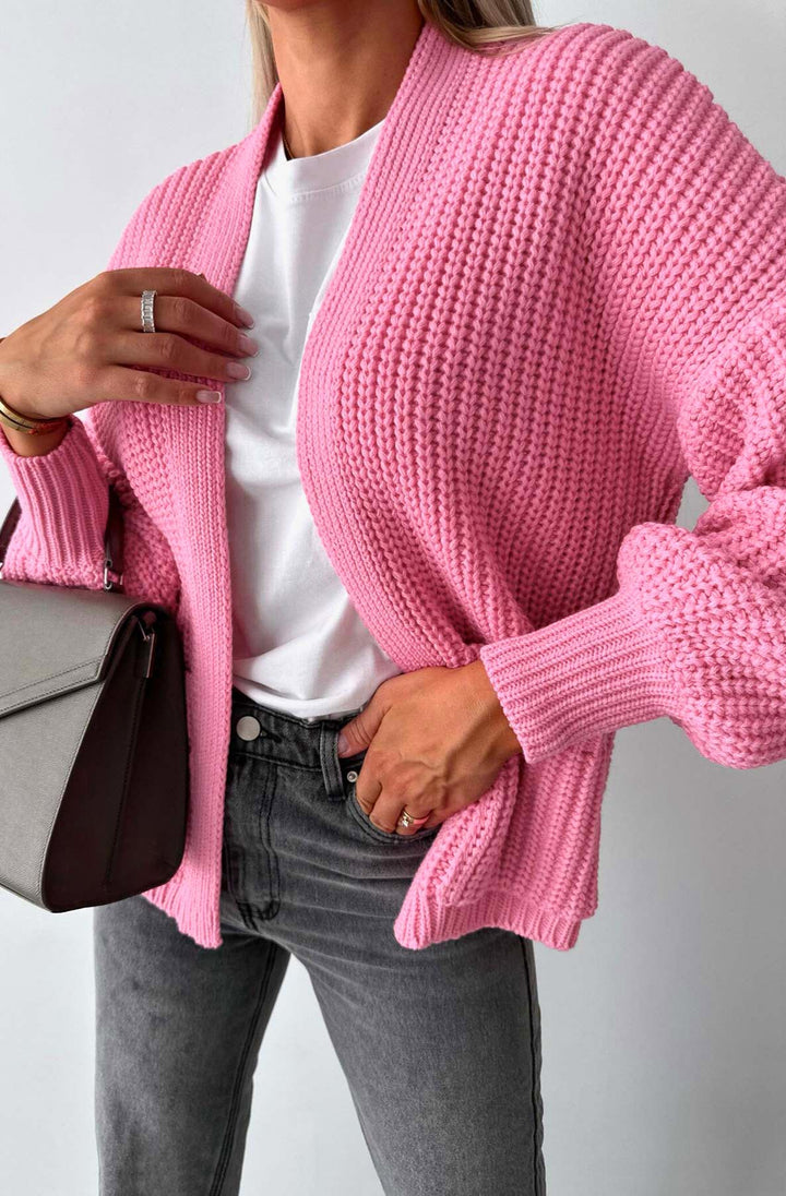 Bella Pocket Detail Knitted Cardigan-Pink