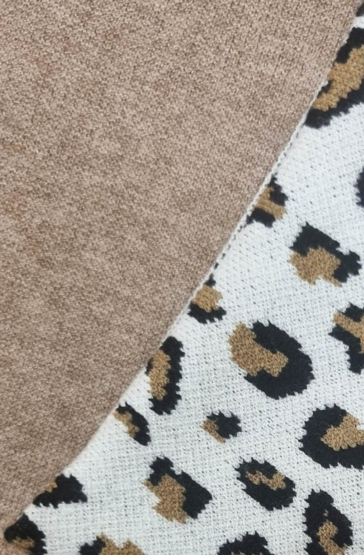Cassandra Leopard Light Knitted Top-Camel