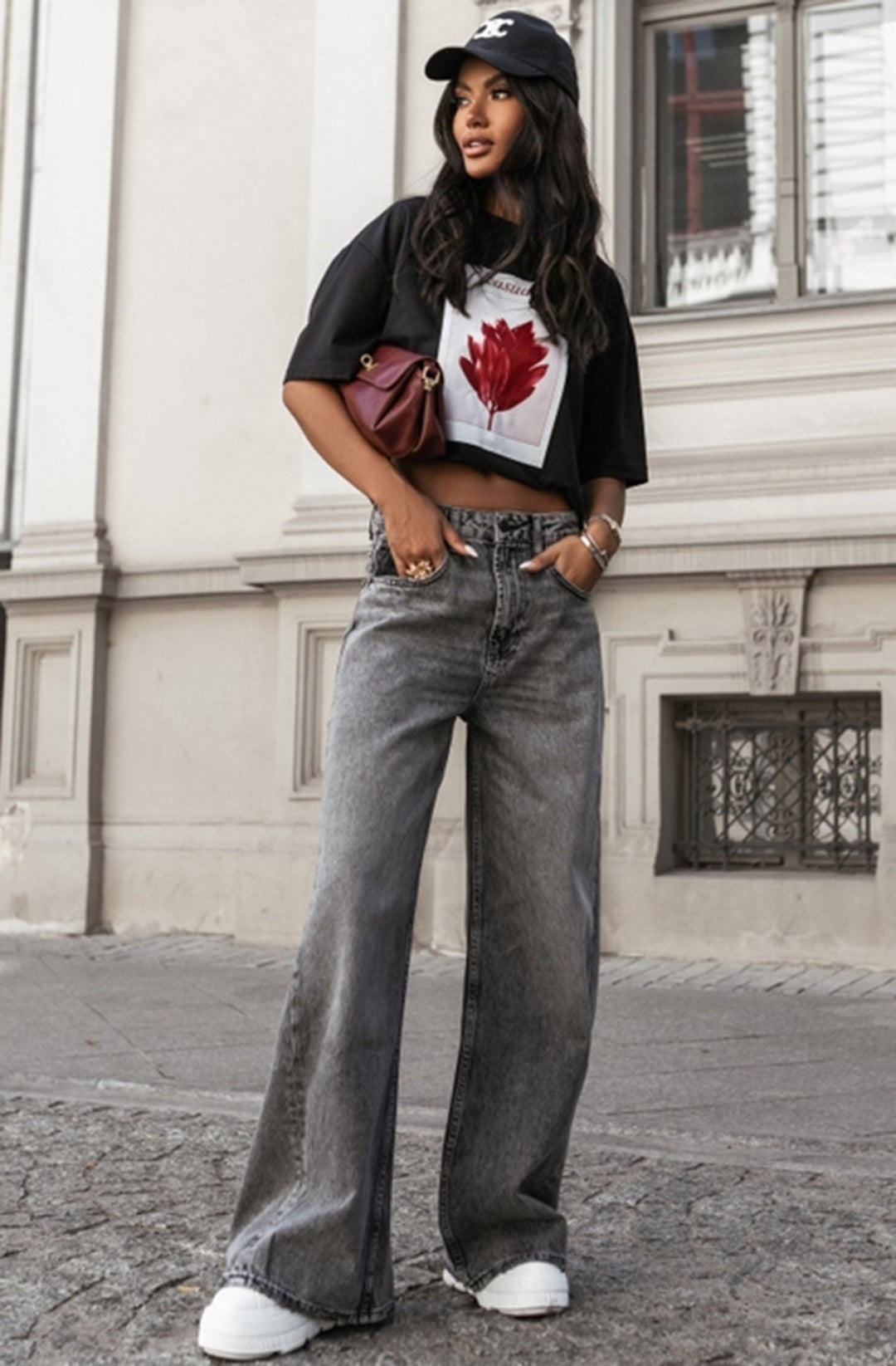 'Casual' Graphic Printed T. Shirt Top-Black