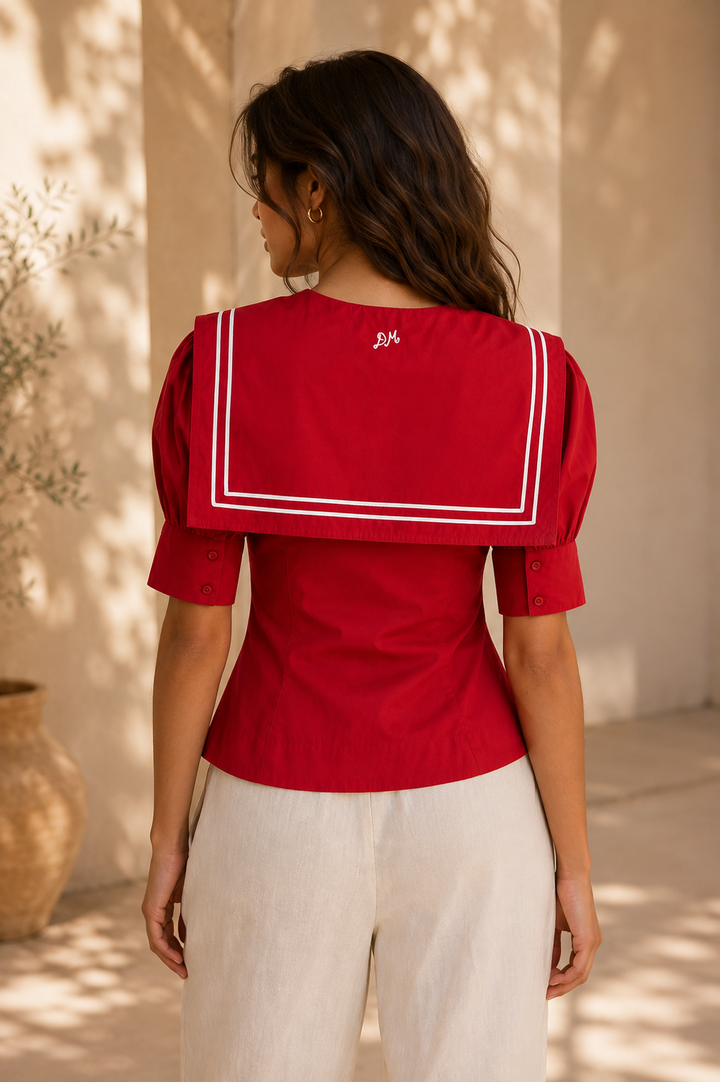 Damson Madder Keisha Blouse Top Cherry Red