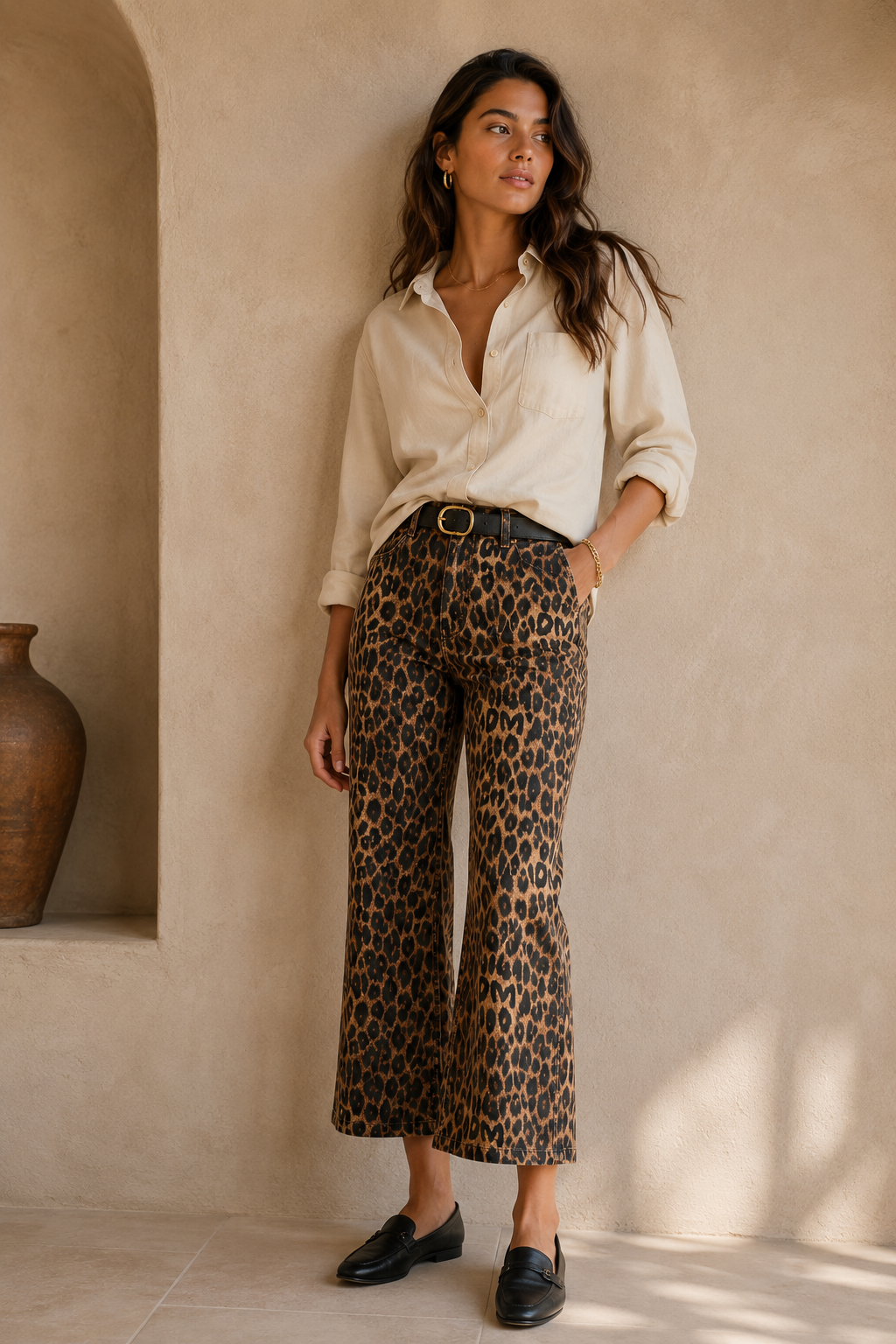 Damson Madder Kenny Twill Trousers Jeans – Leopard Print