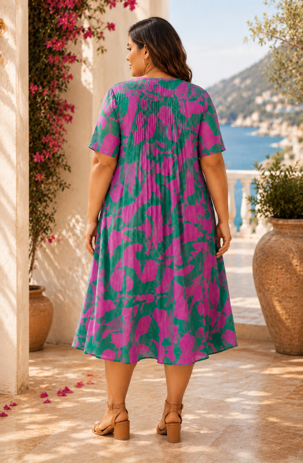 Taking Shape TS Fiesta Multicoloured Multicoloured Plus Curve Midi Dress