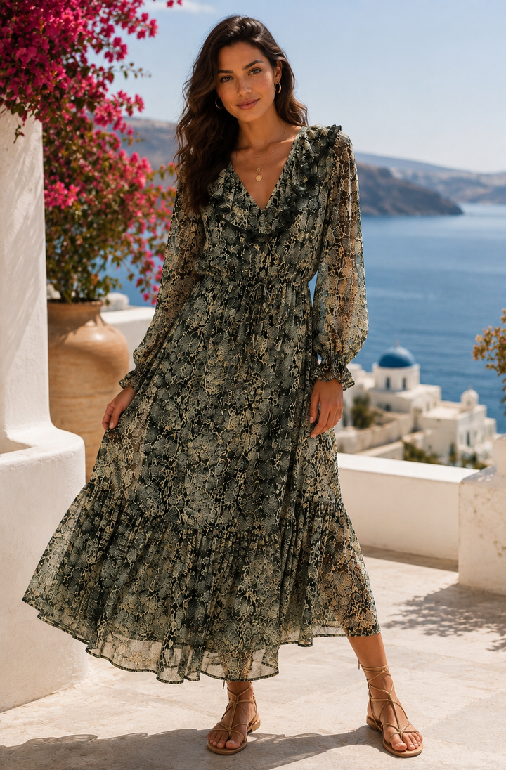 Marks & Spencer Per Una Animal Green Midi Maxi Dress