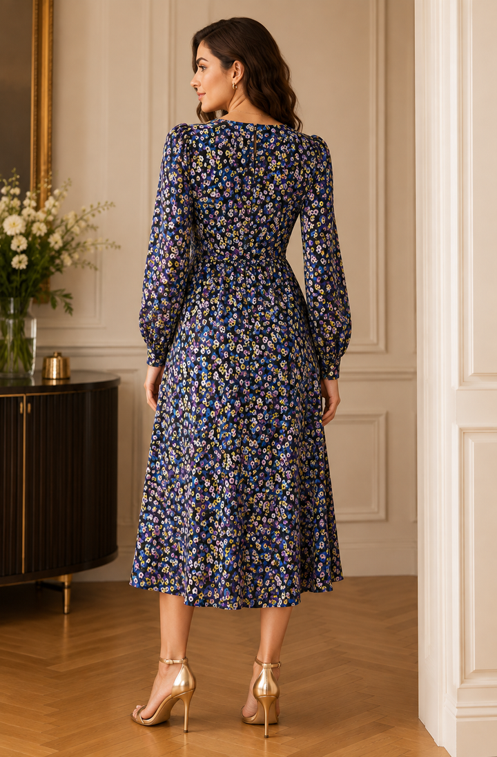 Oliver Bonas Floral Metallic Multicoloured Midaxi Dress