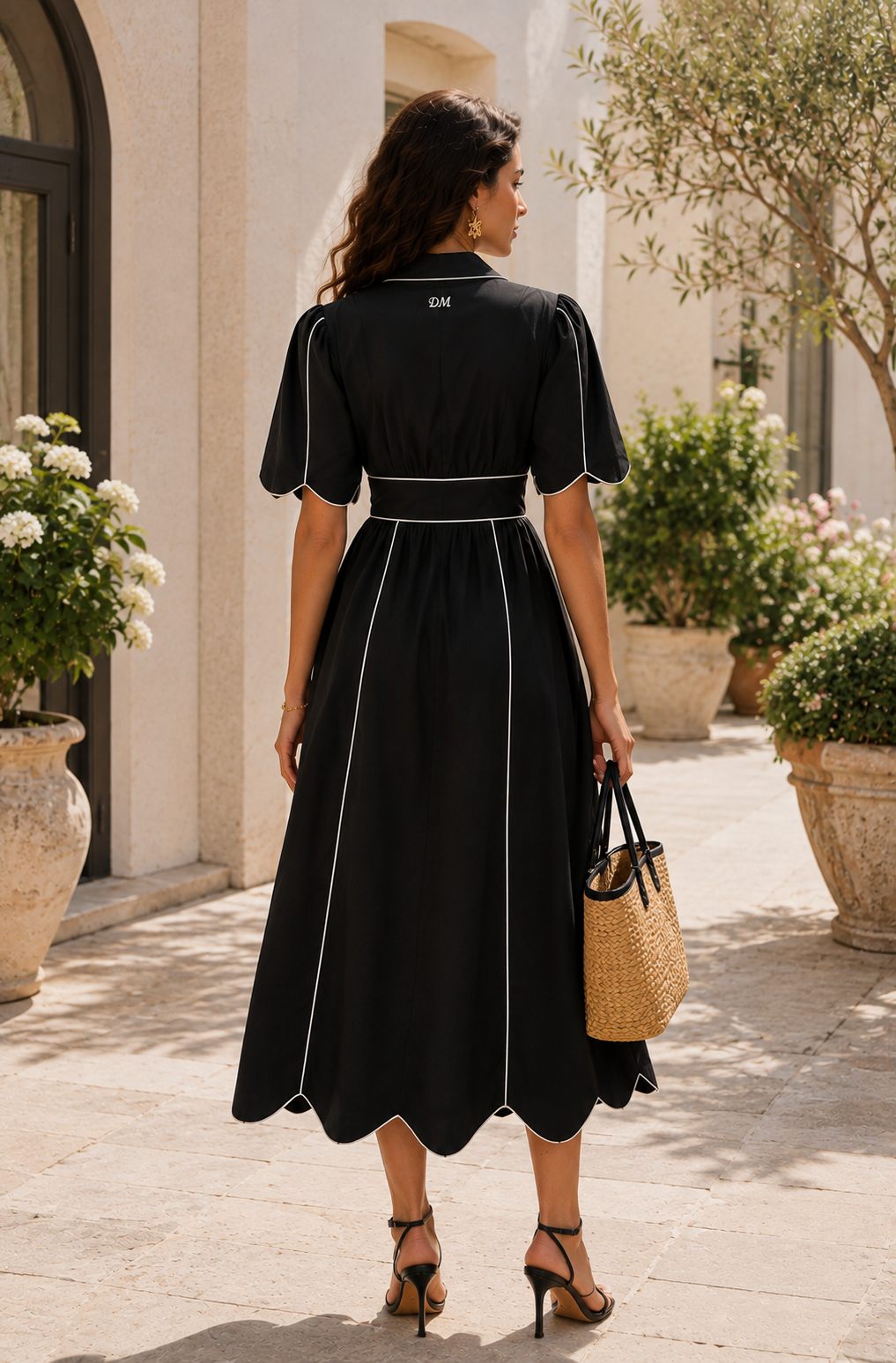 Farm Rio Black White Black Maxi Dress