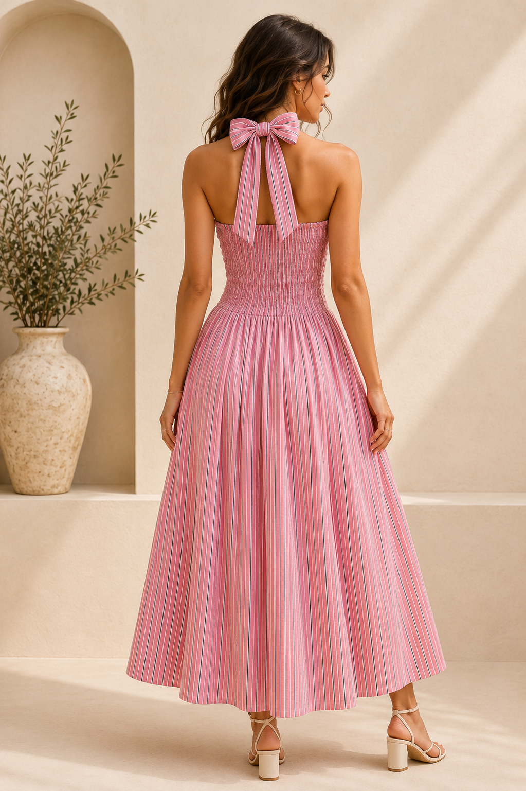 Damson Madder Mia Smocked Midi Maxi Dress Pink