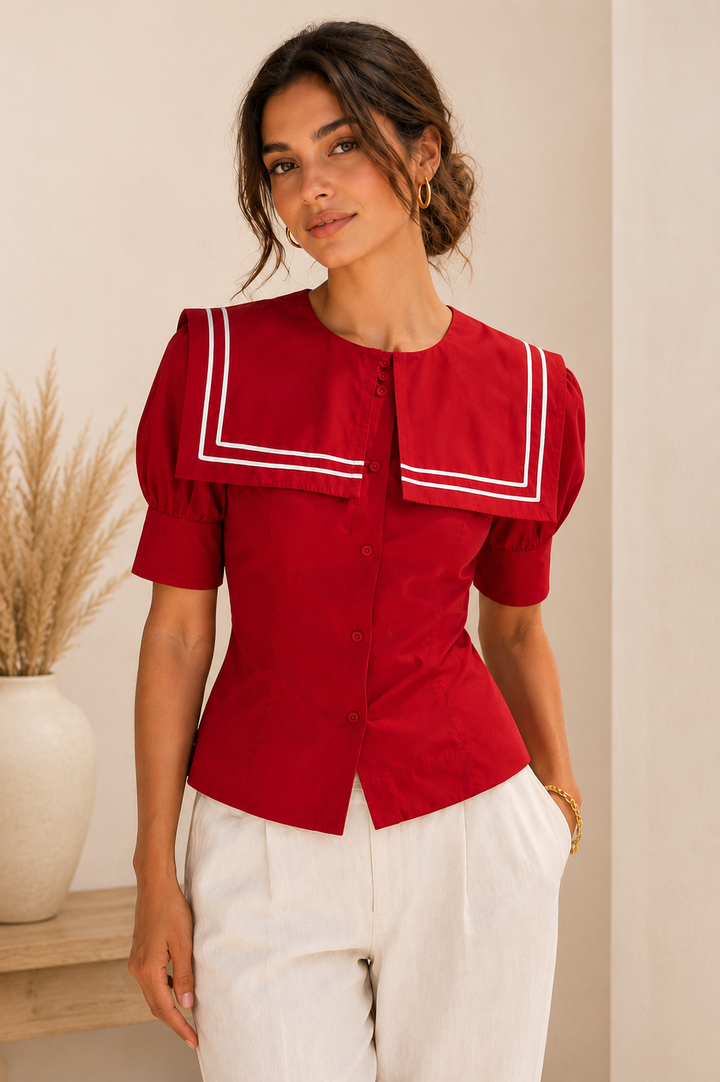 Damson Madder Keisha Blouse Top Cherry Red
