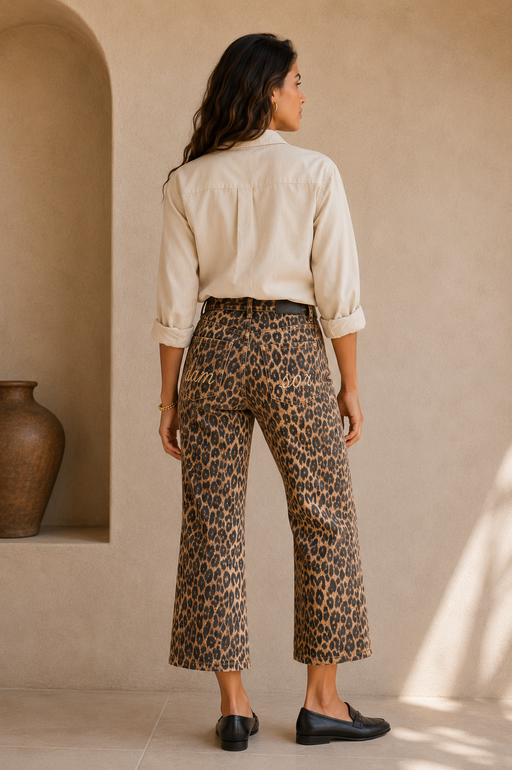Damson Madder Kenny Twill Trousers Jeans – Leopard Print