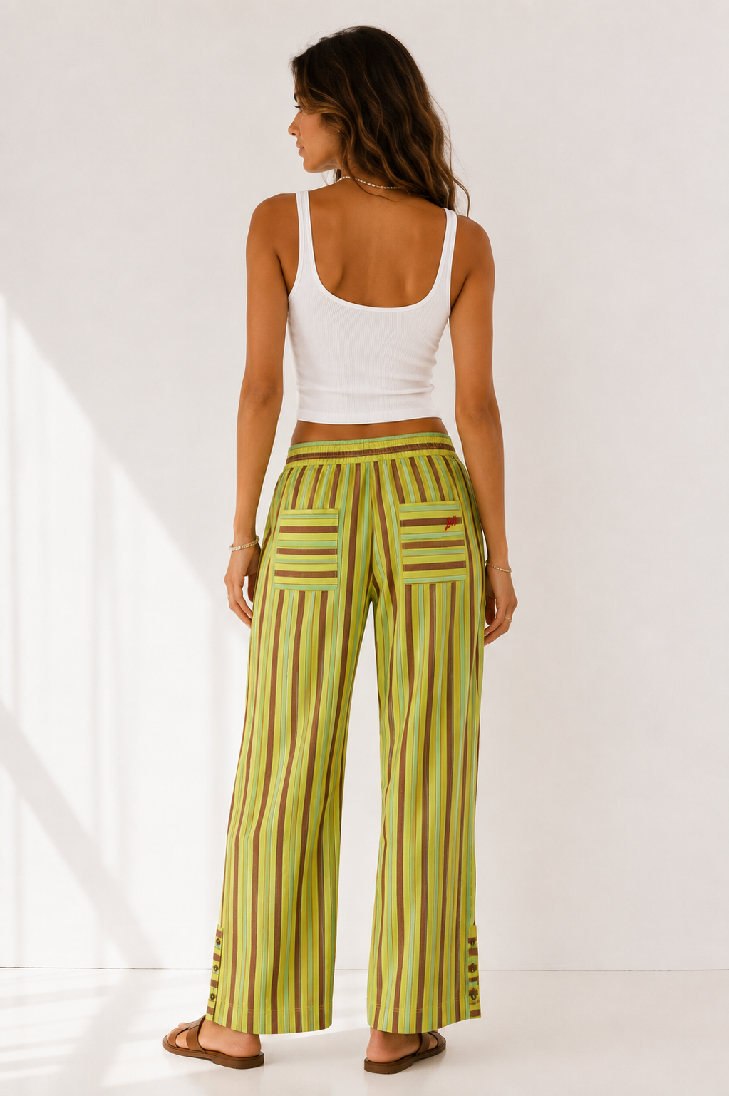 Damson Madder Ritik Stripe Cotton Trousers Green