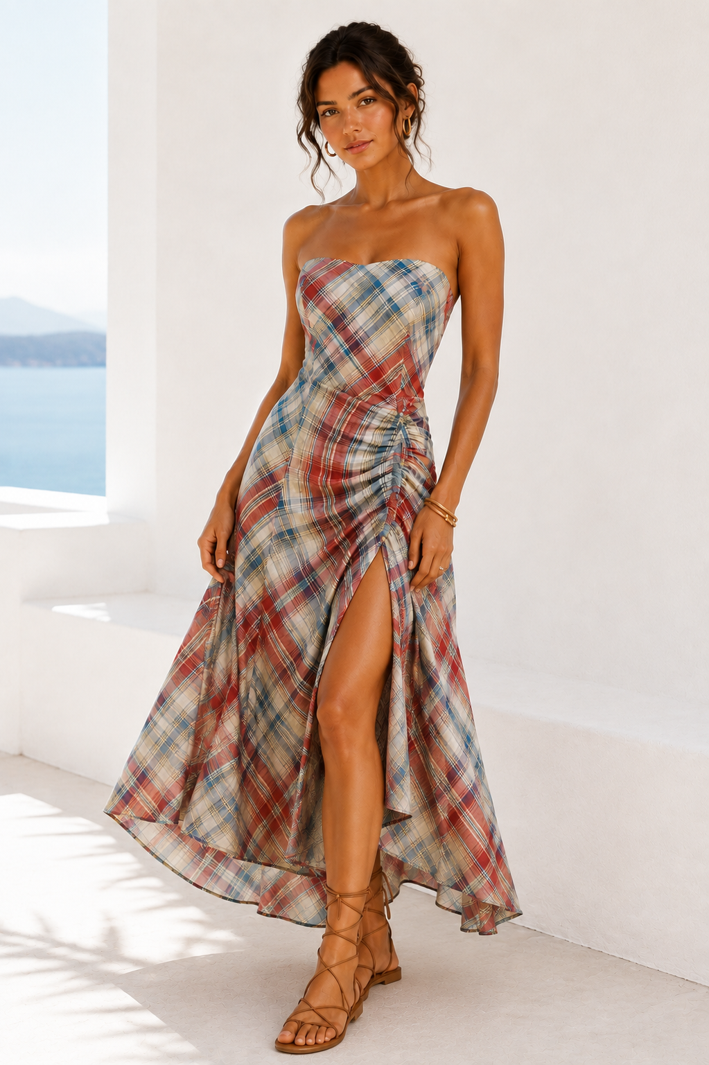 Anthropologie Pilcro Strapless Multicoloured Midi Maxi Cotton Dress