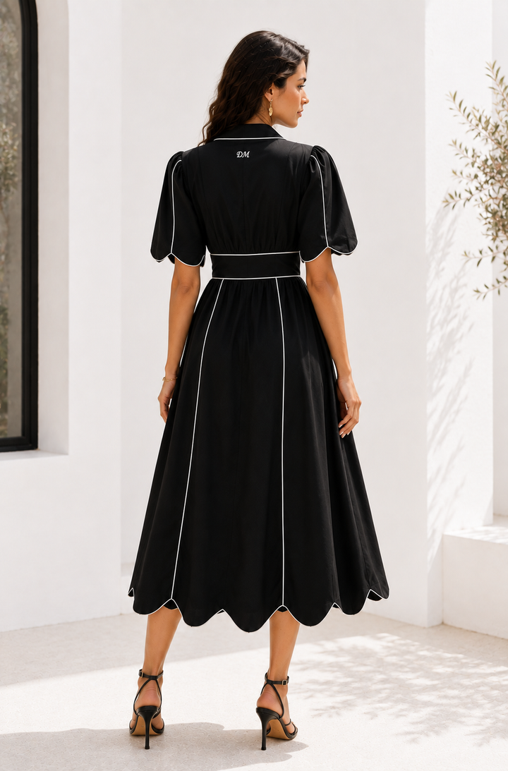 Farm Rio Black & White Maxi Midi Cotton Dress