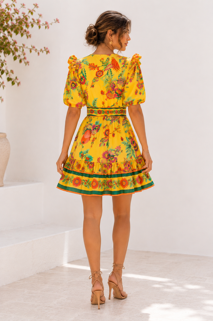 Farm Rio Delicate Garden Floral Midi Cotton Dress