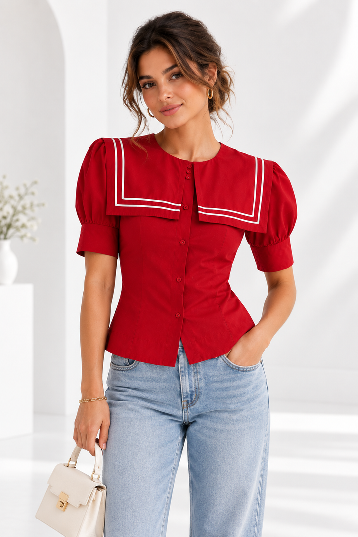 Damson Madder Keisha Blouse Top Cherry Red