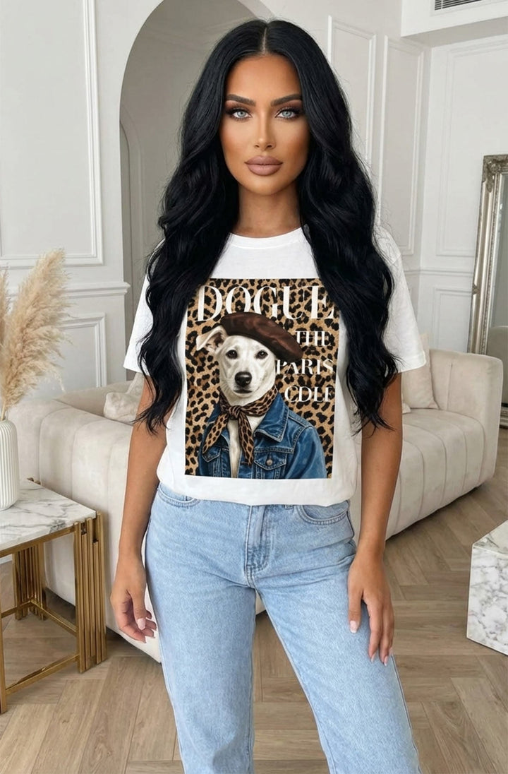 ‘DOGUE Paris’ 🐶 Oversized Front Graphic Print T-Shirt-Ivory