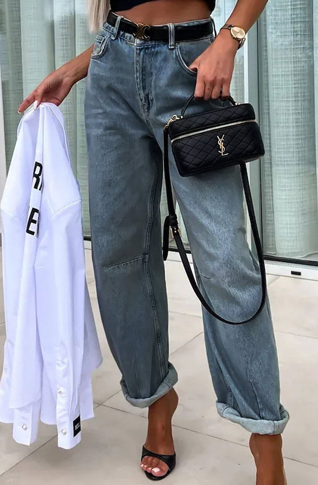 Elise Balloon Style Denim Jeans-Blue