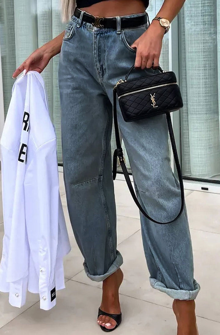 Elise Balloon Style Denim Jeans-Blue