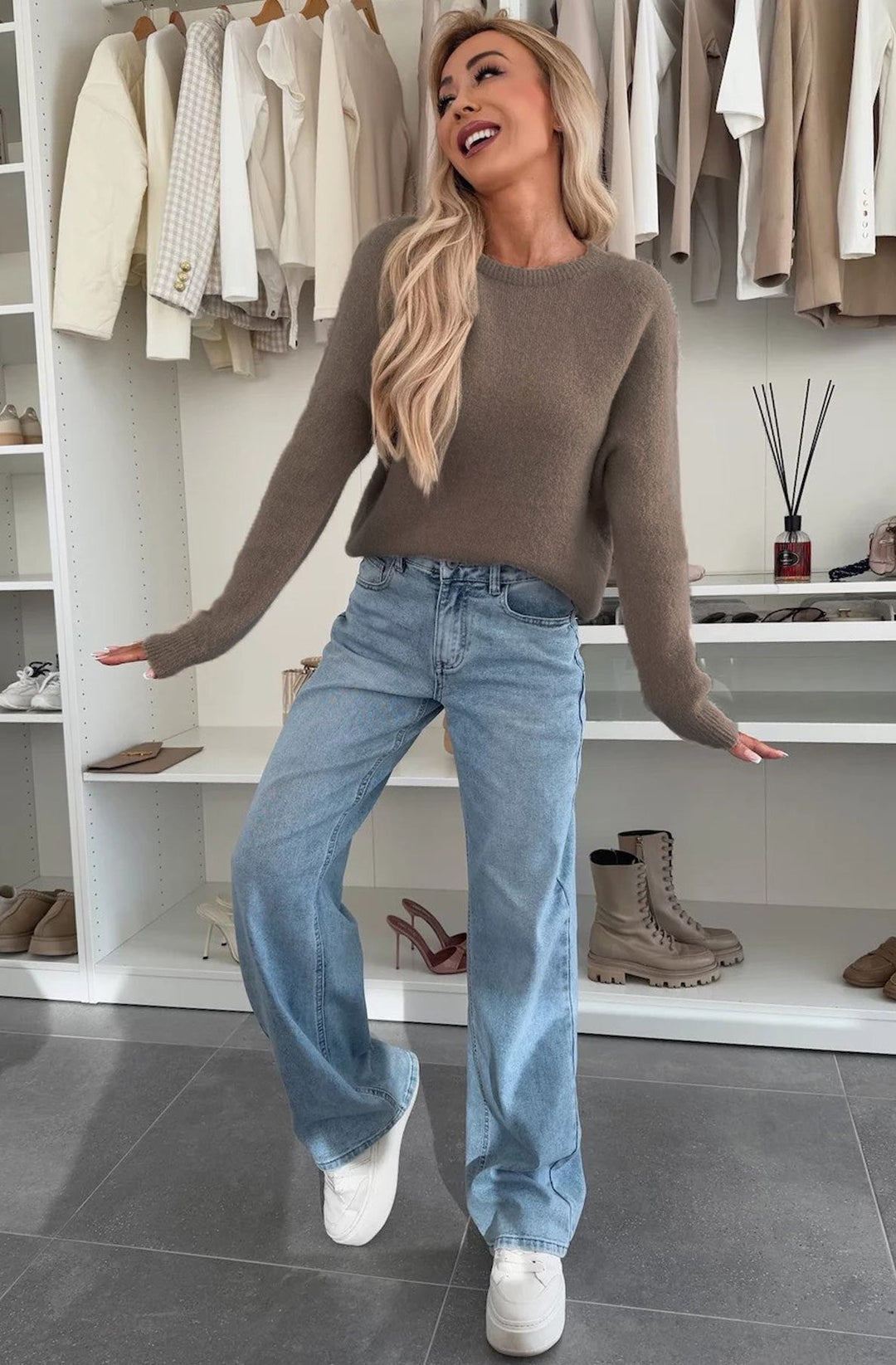 Elisha  Alpaca Lightweight Knitted Jumper Sweater-Mocha