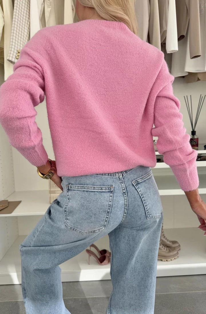 Elisha  Alpaca Lightweight Knitted Jumper Sweater-Pink