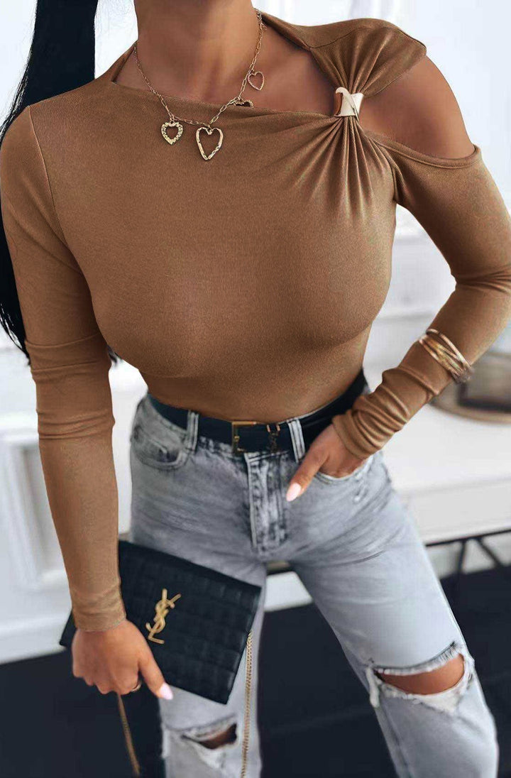 Faria Gold Clasp Cold Shoulder Style Top
