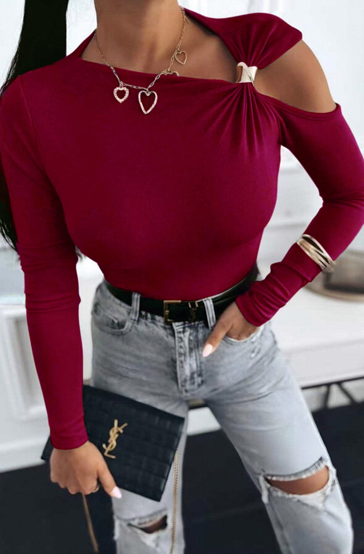 Faria Gold Clasp Cold Shoulder Style Top