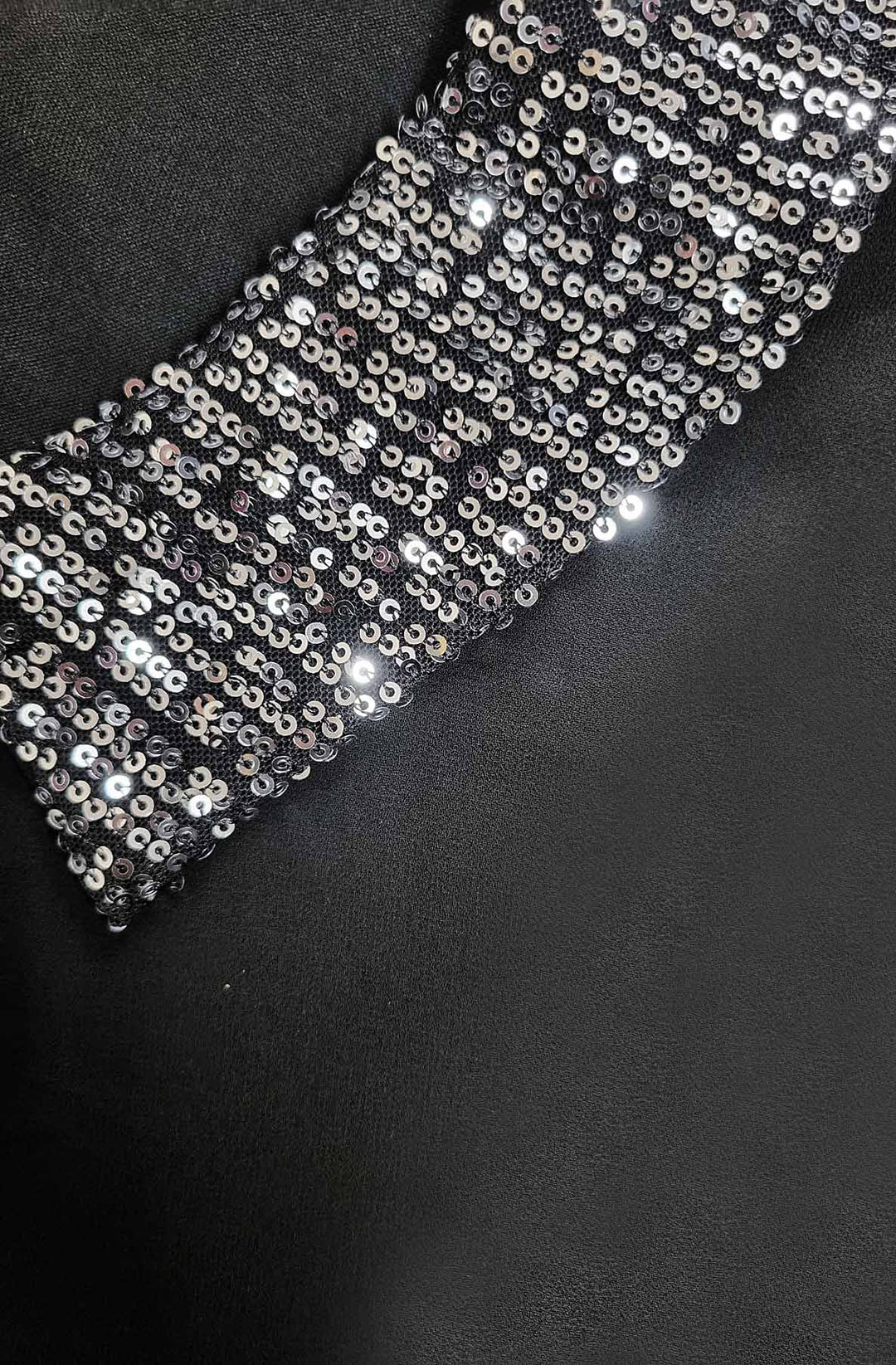 Gina Sequin Embellished Collar Blouse Top-Black