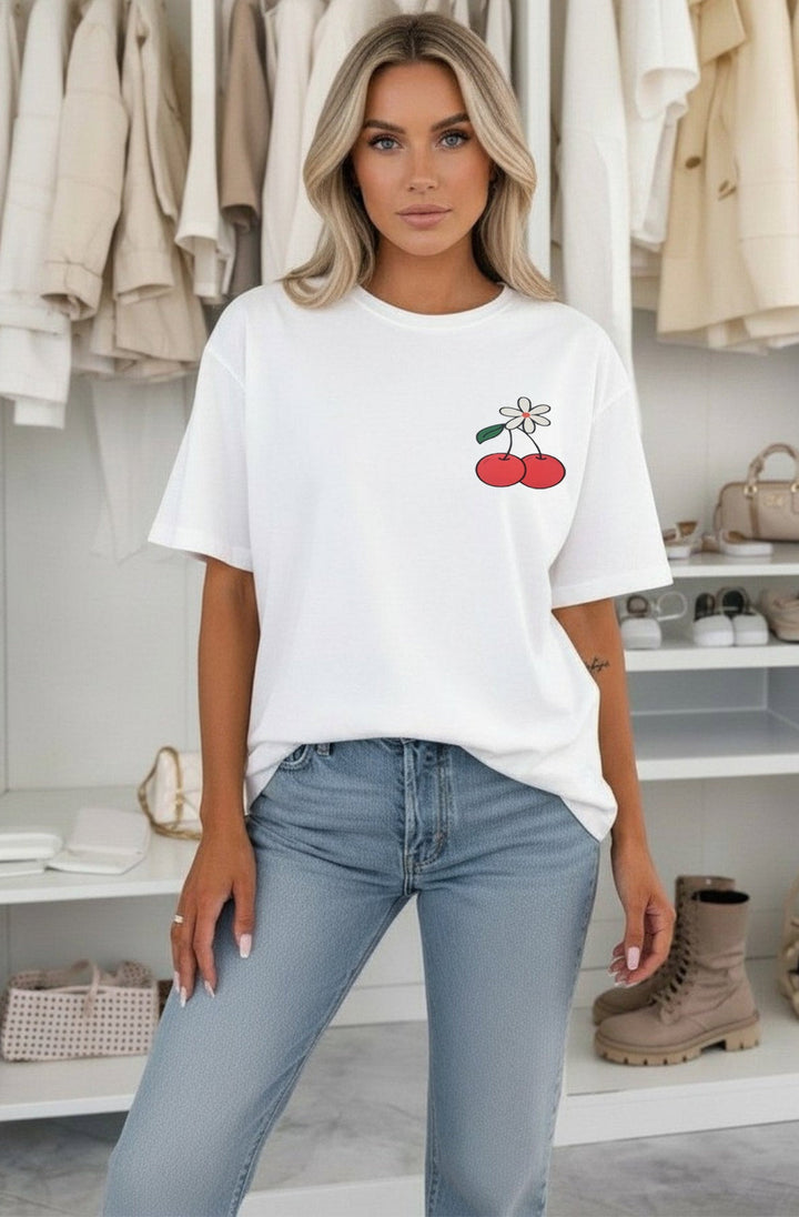 ‘Good Vibes’🌈 Oversized Front & Back Graphic Print T-Shirt-Ivory