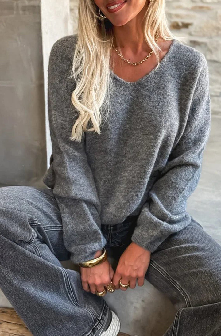 Kirsty ‘V’ Neck Light Knitted Alpaca Jumper Sweater