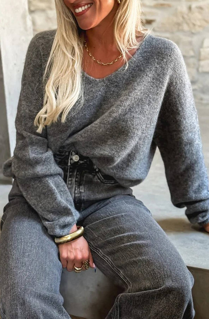 Kirsty ‘V’ Neck Light Knitted Alpaca Jumper Sweater