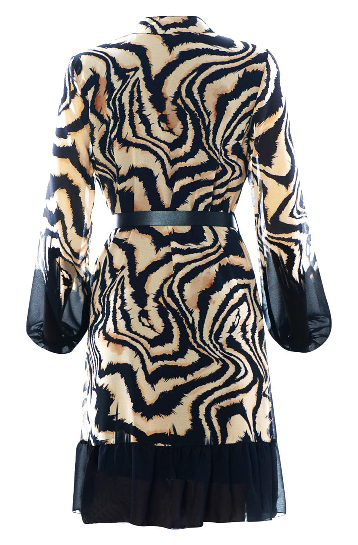 Lolita Tiger Print Chiffon Overlay Dress-Black