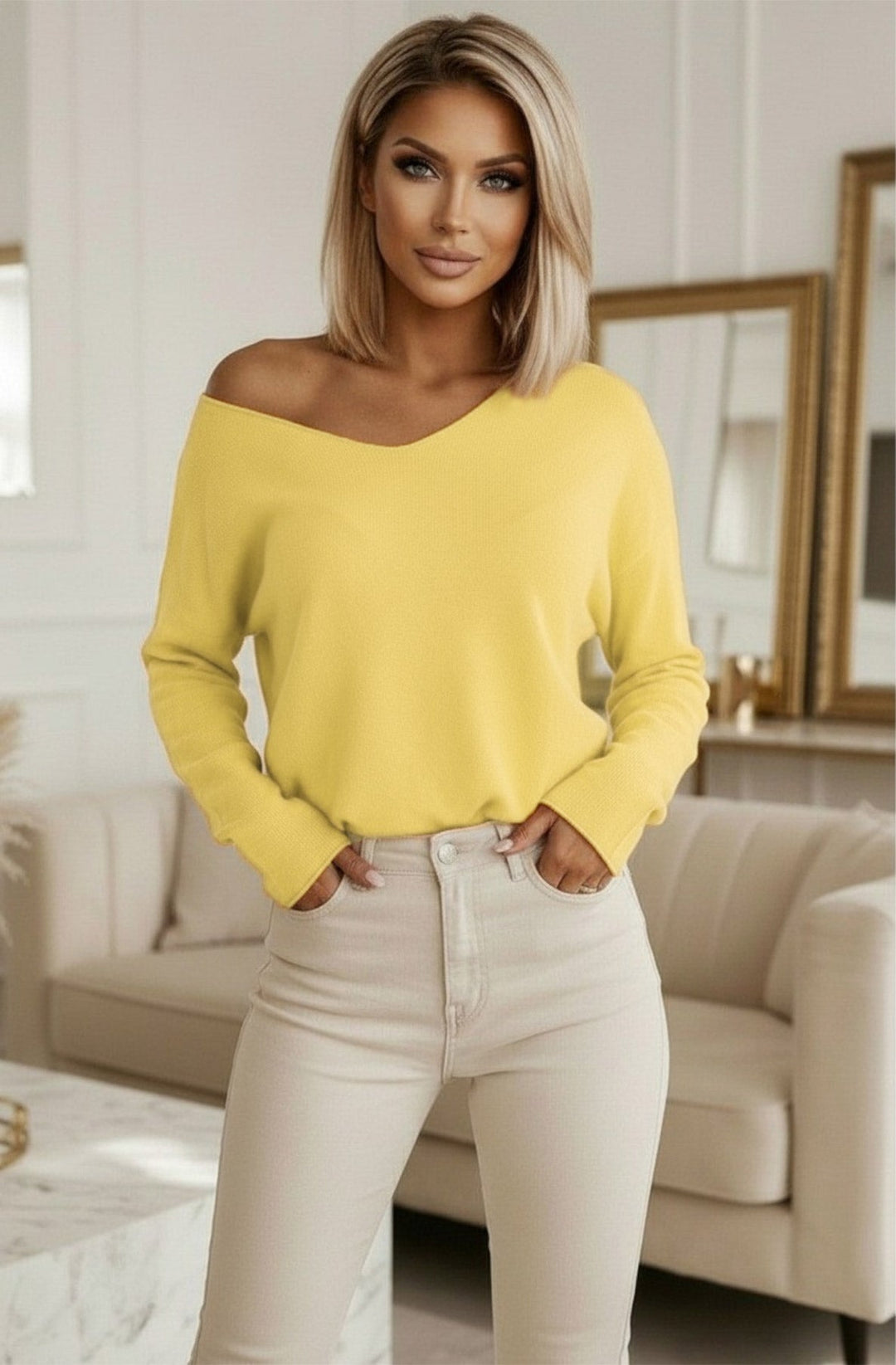 Mollie V-Neck Relaxed Lightweight Knit Jumper