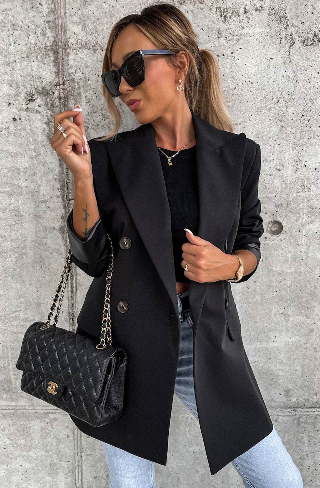 Myla Oversized Faux Leather Blazer Jacket