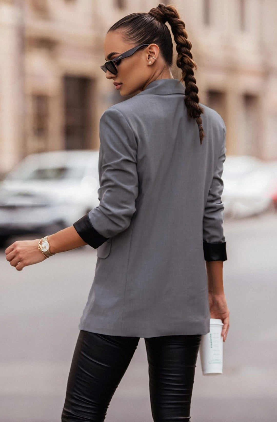 Myla Oversized Faux Leather Blazer Jacket