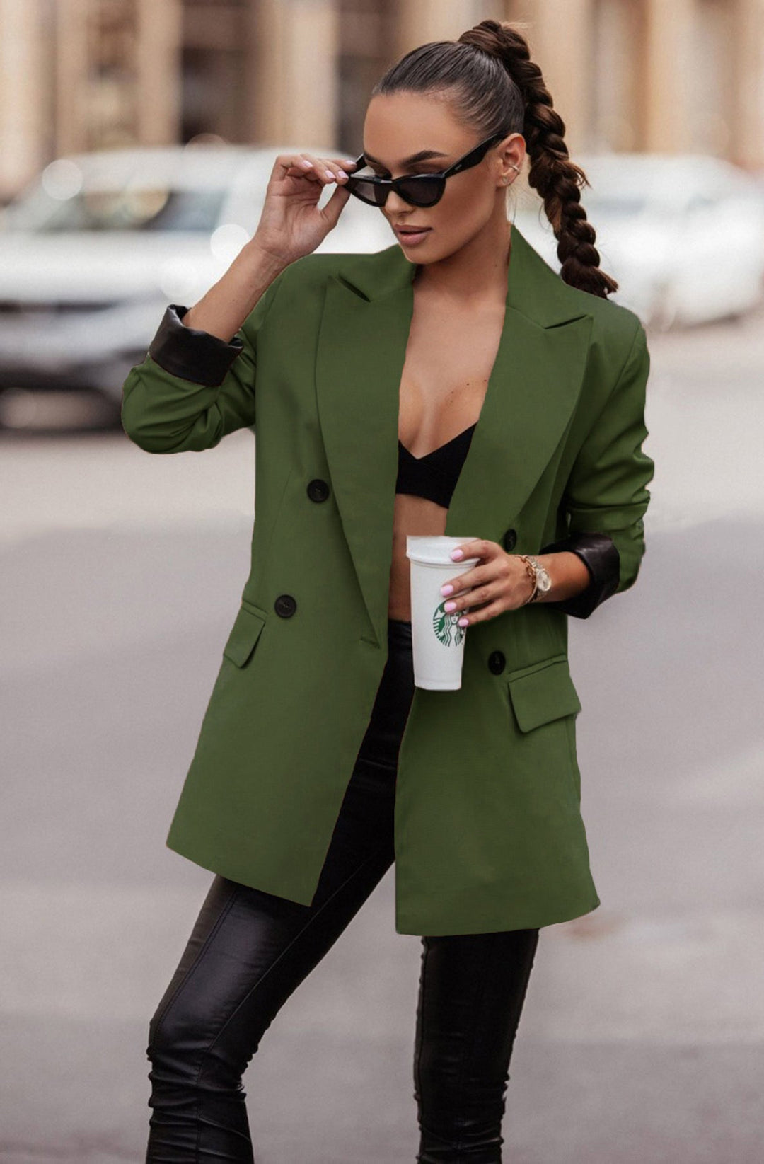 Myla Oversized Faux Leather Blazer Jacket