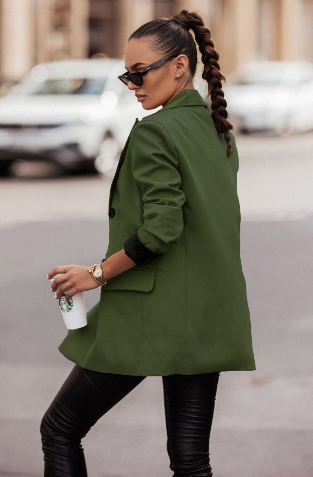 Myla Oversized Faux Leather Blazer Jacket