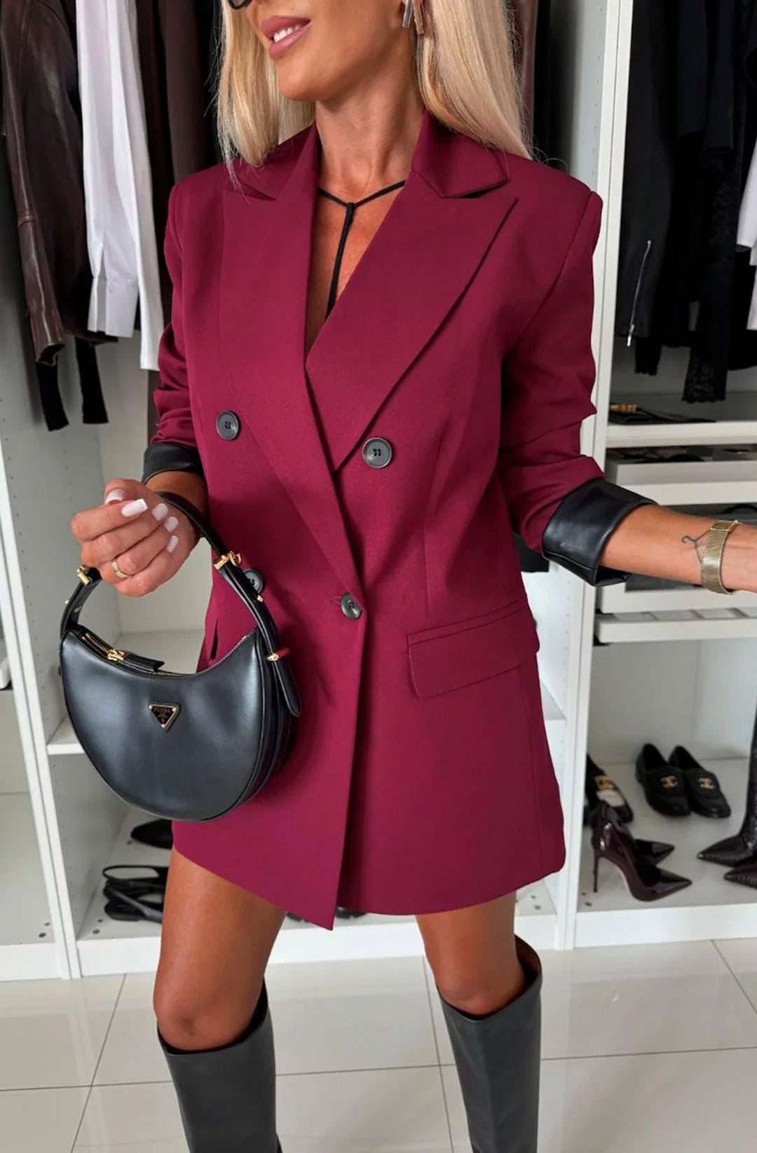 Myla Oversized Faux Leather Blazer Jacket