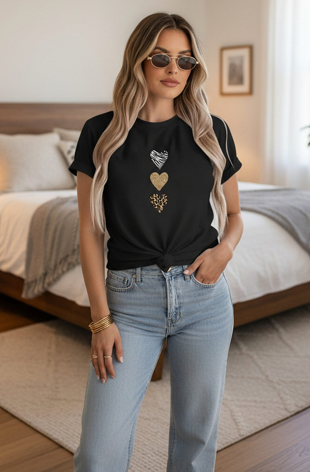 Myra Animal Hearts Graphic T-Shirt Top