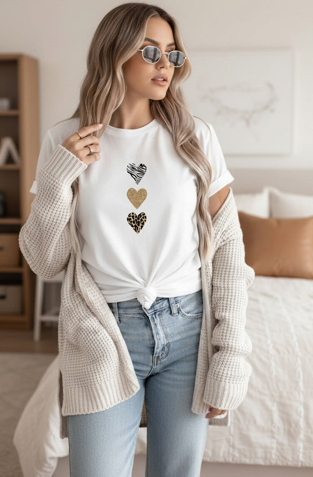 Myra Animal Hearts Graphic T-Shirt Top