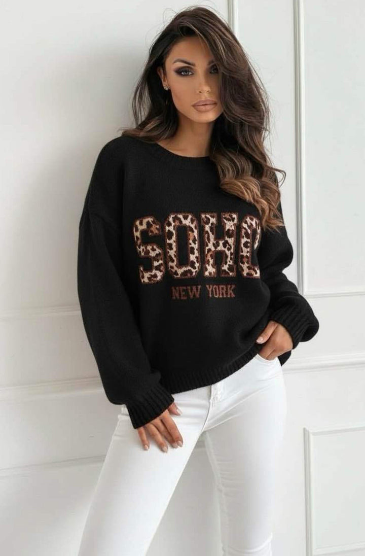 Nixi 'SOHO NY' Animal Graphic Alpaca Knit Sweater Jumper