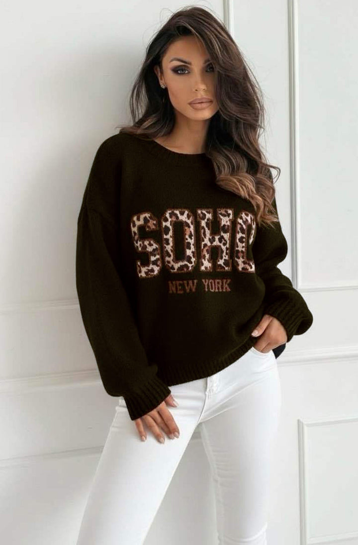 Nixi 'SOHO NY' Animal Graphic Alpaca Knit Sweater Jumper