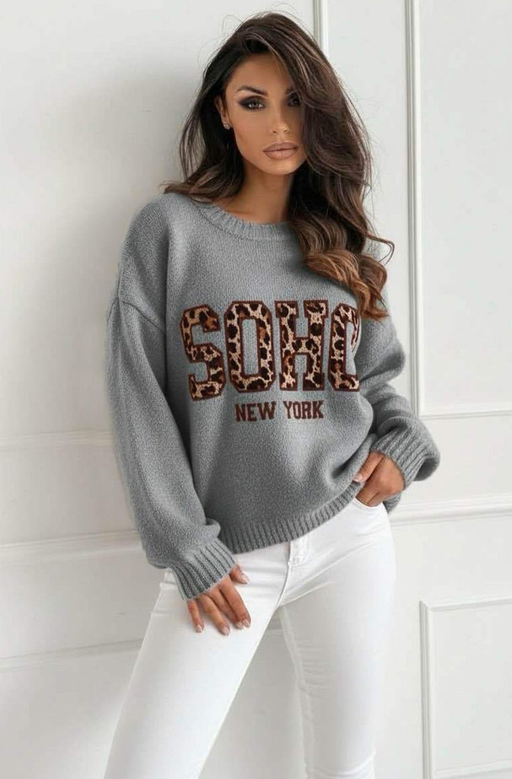 Nixi 'SOHO NY' Animal Graphic Alpaca Knit Sweater Jumper