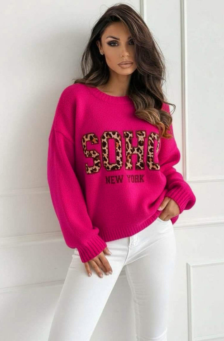 Nixi 'SOHO NY' Animal Graphic Alpaca Knit Sweater Jumper